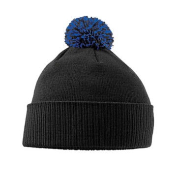 Bonnet en polyacrylique avec revers et pompon bicolore Beechfield®
