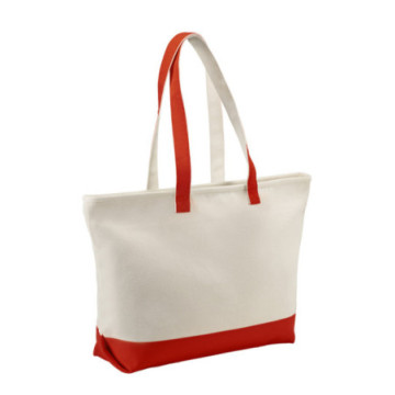 Sac shopping et de plage en coton bicolore