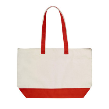 Sac shopping et de plage en coton bicolore