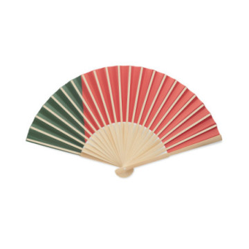 Eventail motif drapeau en bambou
