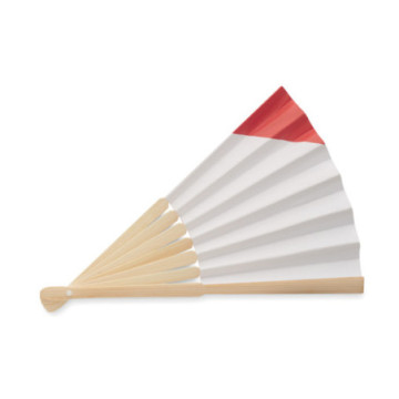 Eventail motif drapeau en bambou