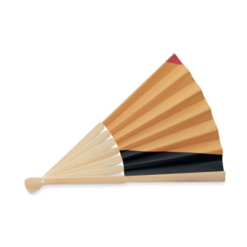 Eventail motif drapeau en bambou