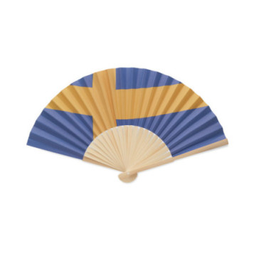 Eventail motif drapeau en bambou