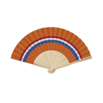 Eventail motif drapeau en bambou