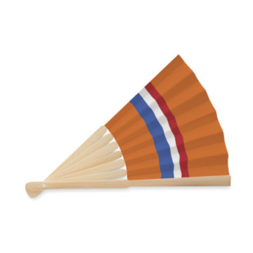 Eventail motif drapeau en bambou
