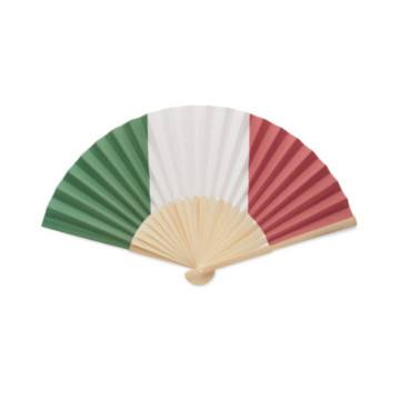 Eventail motif drapeau en bambou