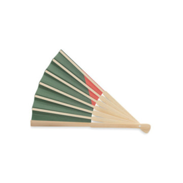 Eventail motif drapeau en bambou