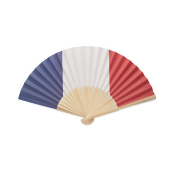 Eventail motif drapeau en bambou
