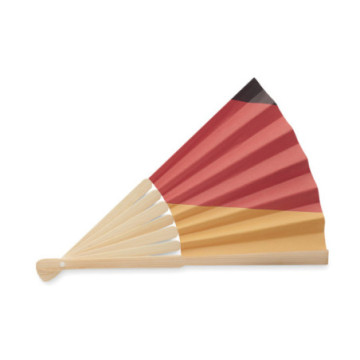 Eventail motif drapeau en bambou