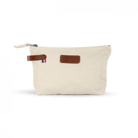 Pochette en coton bio GOTS attributs cuir