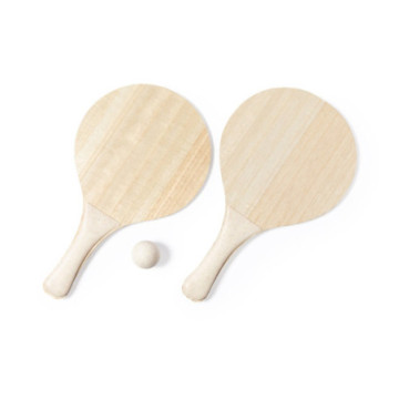 Raquettes de plage en bois et canne de blé