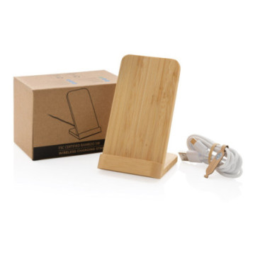 Chargeur à induction support téléphone bambou FSC