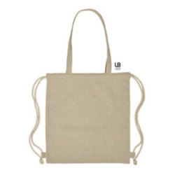 Sac shopping en coton recyclé et rPET beige avec cordelettes Ubag®