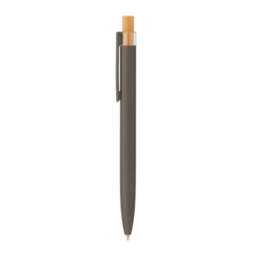 Stylo bille en bambou et aluminium recyclé marquage quadri
