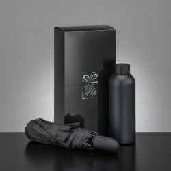 Coffret bouteille isotherme 500 mL et parapluie pliable tempête auto