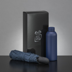 Coffret bouteille isotherme 500 mL et parapluie pliable tempête auto
