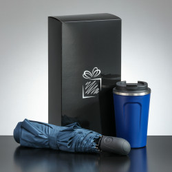 Coffret mug isotherme 350 mL et parapluie pliable tempête automatique