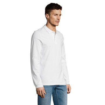 Polo homme manches longues Sol's® Winter II blanc