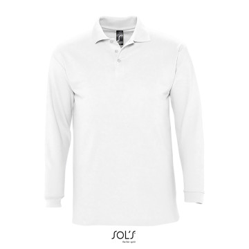 Polo homme manches longues Sol's® Winter II blanc