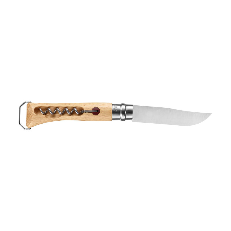 Couteau de poche tire-bouchon décapsuleur Opinel® N°10 en hêtre laser