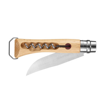 Couteau de poche tire-bouchon décapsuleur Opinel® N°10 en hêtre laser