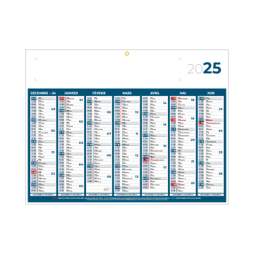 Calendrier classique medium bleu 42x32 cm marquage 1 couleur