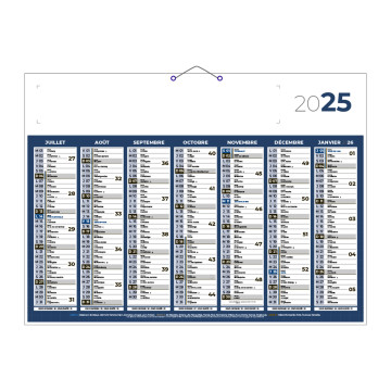 Calendrier classique bleu 55x40,5 cm marquage quadri