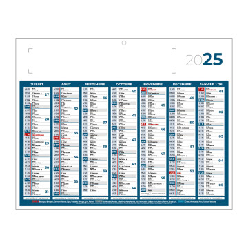 Calendrier classique mini bleu 26,5x21 cm marquage quadri