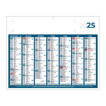 Calendrier classique mini bleu 26,5x21 cm marquage quadri