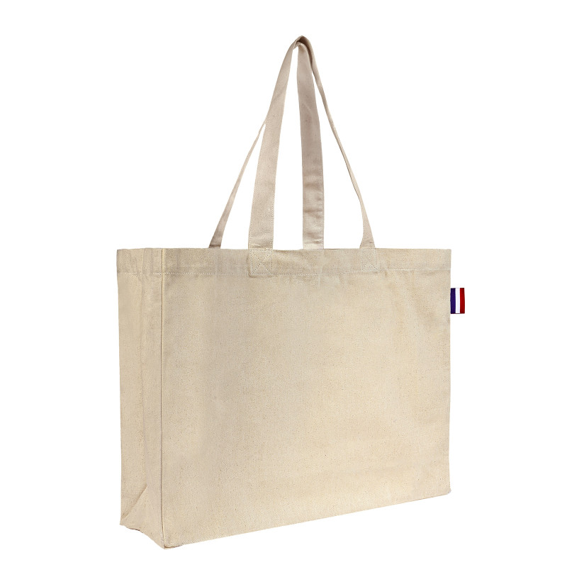 Sac cabas en coton naturel avec soufflets 220 g/m²