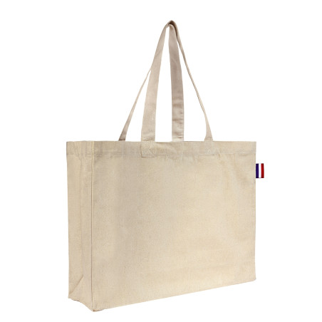 Sac cabas en coton naturel avec soufflets 220 g/m²