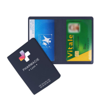 Etui cartes double gomme unie marquage quadri