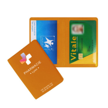 Etui cartes double gomme unie marquage quadri