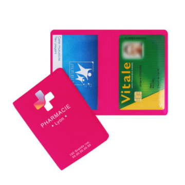 Etui cartes double gomme unie marquage quadri