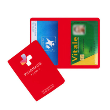 Etui cartes double gomme unie marquage quadri