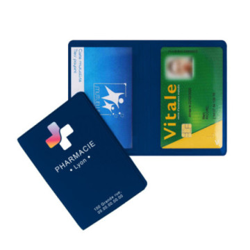 Etui cartes double gomme unie marquage quadri