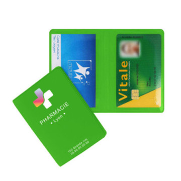 Etui cartes double gomme unie marquage quadri