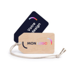 Etiquette bagage en bois avec carte