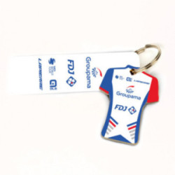 Porte-clés maillot en bois imprimé avec anneau et carte