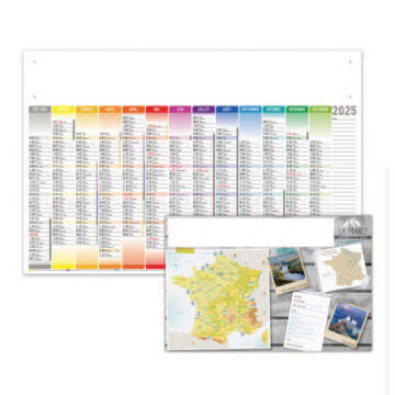 Calendrier bancaire maxi avec cartes au dos 65x43 cm
