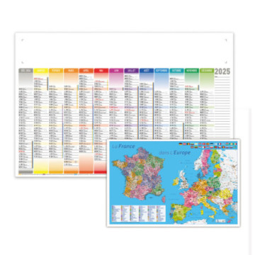 Calendrier bancaire maxi avec cartes au dos 65x43 cm