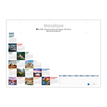 Calendrier sous-mains 25 feuilles mosaïque