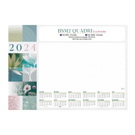 Calendrier sous-mains 25 feuilles quadri