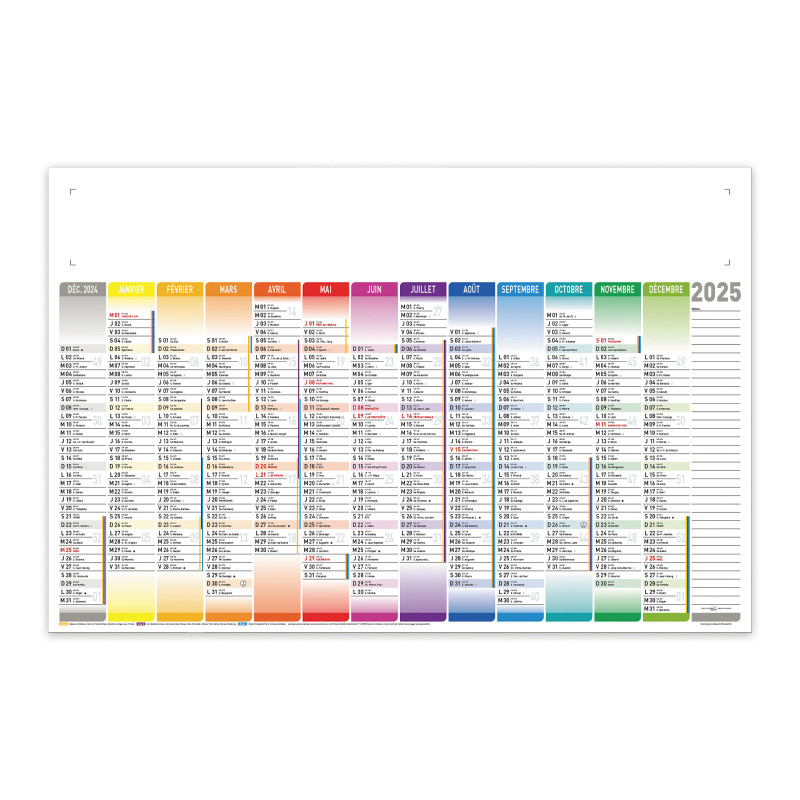 Calendrier bancaire maxi avec dos blanc 65x43 cm
