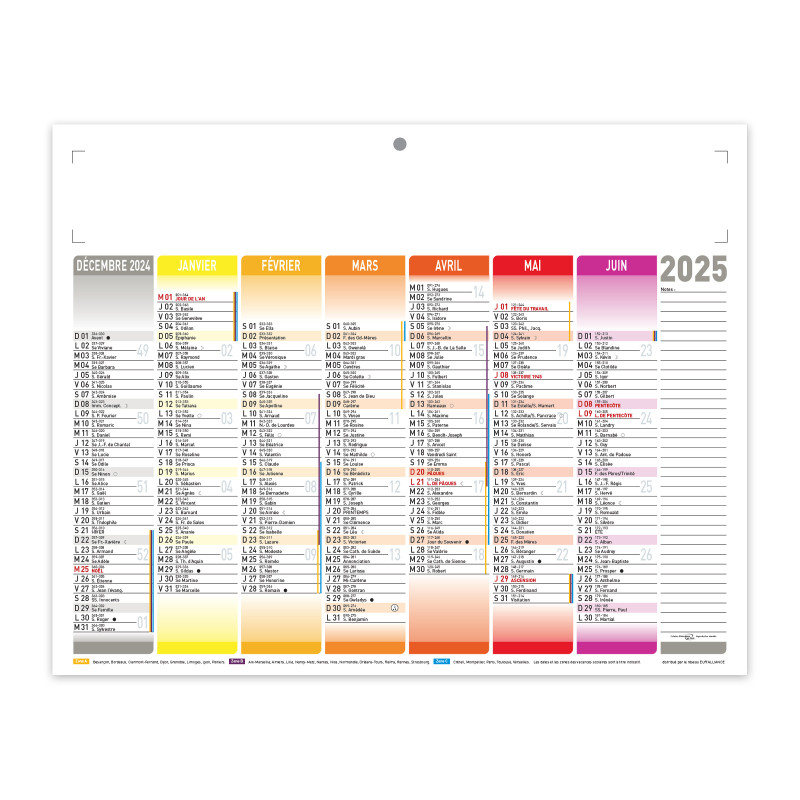 Calendrier bancaire standard 55x40,5 cm marquage quadri