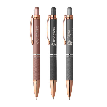Stylo bille stylet toucher gomme en aluminium gravure laser