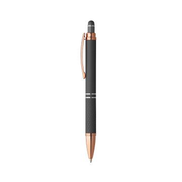 Stylo bille stylet toucher gomme en aluminium marquage quadri