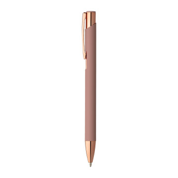 Stylo bille toucher gomme Or rose marquage quadri