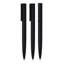 Stylo bille toucher gomme mat noir marquage quadri