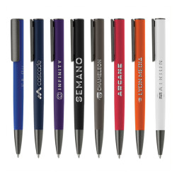 Stylo bille toucher gomme acier marquage quadri